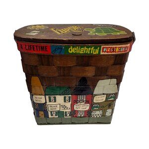 Vintage Signed Caro Nan Basket Purse Chicago Theme Lucky Penny 197